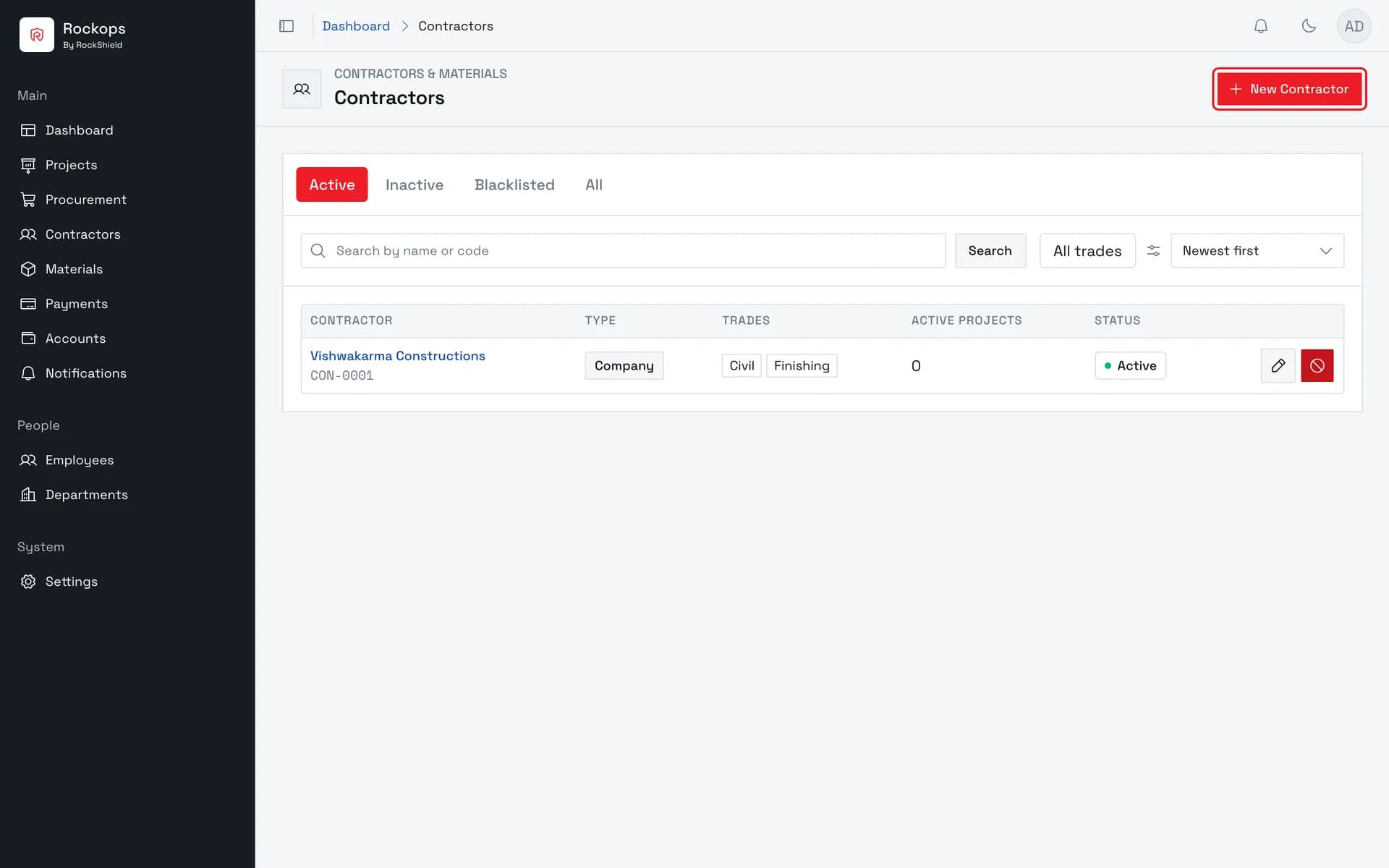 The contractor register