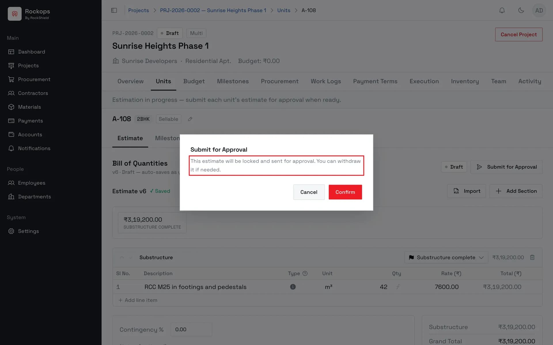 Confirm the submission