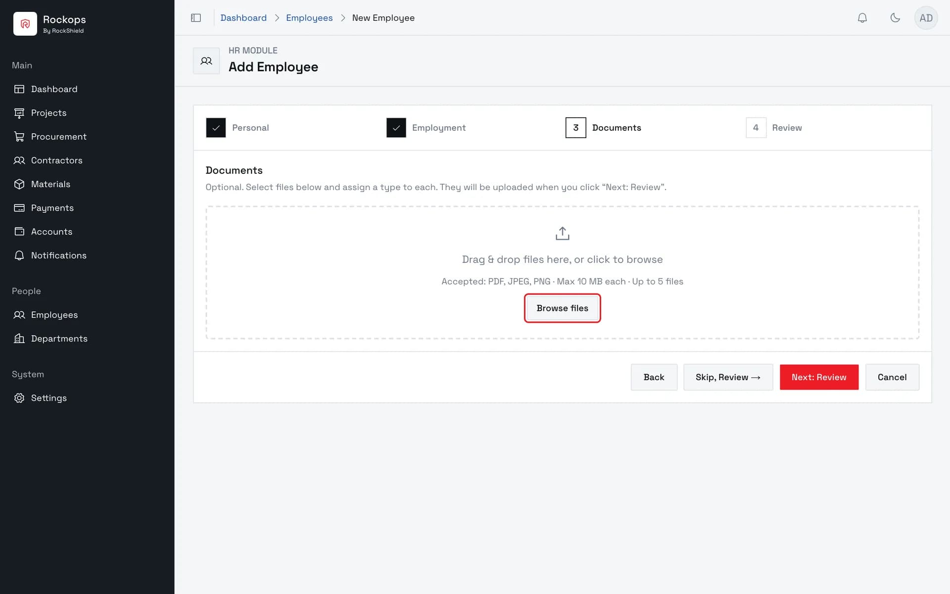 Step 3 — Documents